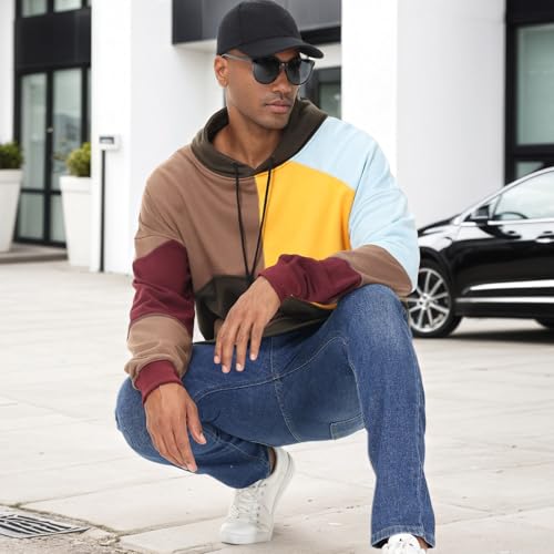 Men's Fashion Hoodies Techwear Color Block Long Sleeve Sweatshirts Unisex Lightweight Colourful Hoodie Pullover4