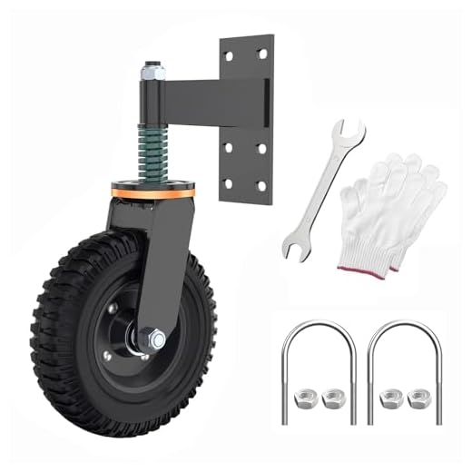 8 Inch Gate Wheel, Suitable for Metal Tube Gates, Capacity 750 Lbs, 360 Degree Rotation, Equipped with Spring Loaded Heavy Duty Gate Wheel, with Installation Tools (Yellow Upgrade)
