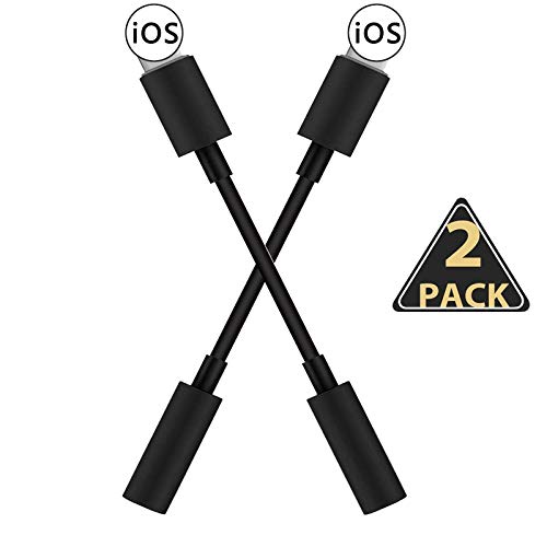?2 Pack?Adaptador de iPhone Adaptador Jack de 3,5 mm Conector de Auriculares Compatible con iPhone 7/8/X/XR/XS/11 MAX Convertidor para Auriculares Divisor de Audio Compatible con Todos los iOS Negro