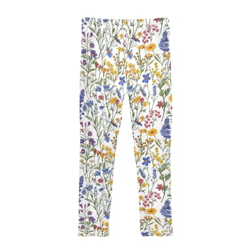 Girls Leggings Colorful Herbs Wild Flower Soft Toddler Leggings for Girls Kids Pants Size 4T-10T2