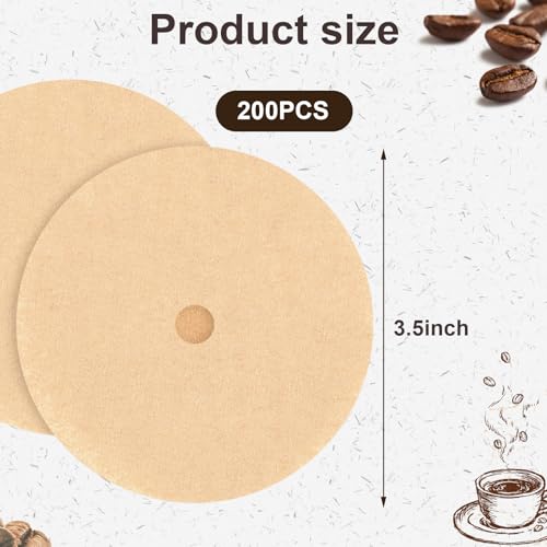 Image of 200 Count Disc Coffee Filters, 3.5in Natural Percolator Coffee Filters for Percolator Coffee Pot and Flat Bottom Basket