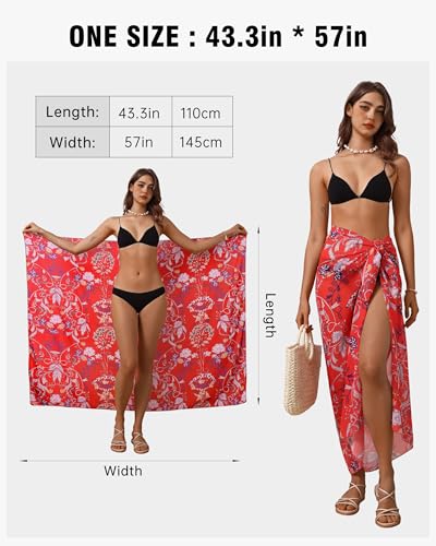 Image of Eicolorte Womens Beach Cover Up Chiffon Sheer Bikini Beach Swimsuit Coverup Sarong Pareo Wraps for Women