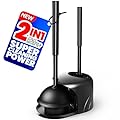 Denvlex 2 in 1 Toilet Brush and Plunger Set, Extended Handle Plunger,Toilet Bowl Brush Plunger Set,Bathroom Cleaning Tools,Cleaning Brush,Cleaning Supplies,Toilet Brush Plunger Combo,Black?20inch?