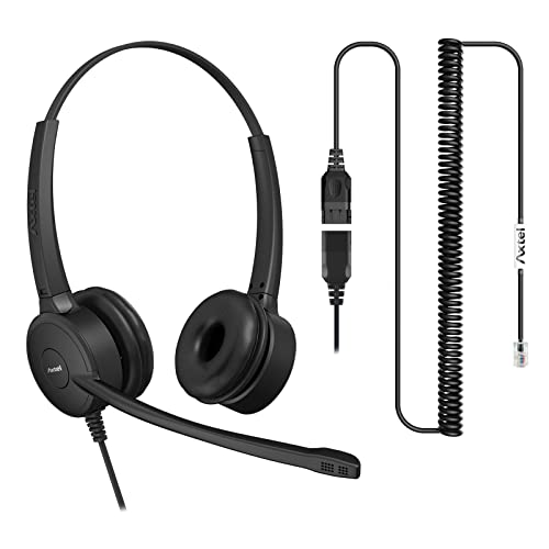 New Product Axtel Bundle Prime Duo with AXC-01 Cable  Noise Cancellation - Compatible with Avaya 2400/4600 Series, Mitel 6800 Series, NEC DTL/ITL Series, Nortel, Polycom VVX Series