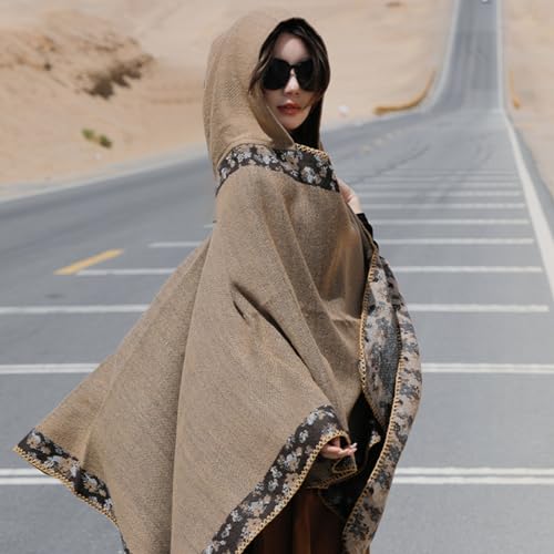 Poncho à capuche femme ample et chaud avec ouverture devant vintage - 3