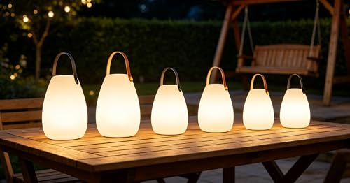 Image of uuffoo 2 Pack Rechargeable Portable Table Lamp, Cordless RGB Lantern with Remote, Decorative LED Night Light, IP44 Waterproof Indoor Outdoor Lamp for Bedroom Patio Garden Wedding Party