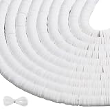 THRELE 3600pcs Clay Beads for Bracelets Making 10 Strands Flat Round Polymer White Clay Beads Spacer Heishi Beads for Jewelry Making Earring Necklace