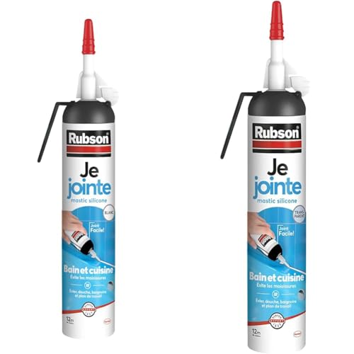 Mastic étanche anti-moisissure Rubson Je Jointe blanc pour réparer les fuites de salle de bain