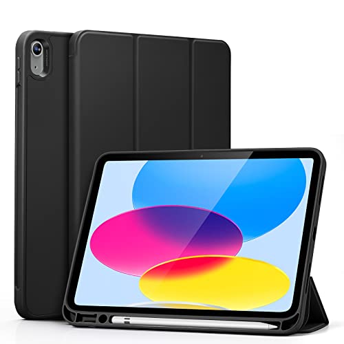 Image of ESR for iPad 10th Generation Cover (2022, 10.9 inch), iPad 10 Case, Built-in Pencil Holder, Flexible Back Cover, Trifold Stand, Auto Sleep /Wake, Rebound Pencil Series, Black