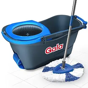 Turbo Spin Mop Removes over 99% bacteria,Triangular head & Easy big wheel with 2 Refills,Floor Cleaning Mop stick with Bucket, pocha for floor cleaning, Mopping Set (Grey and blue), 4 Pcs