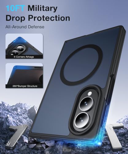 Image of NO.1 Magnetic for Samsung Galaxy Z Fold 8 Case with MagSafe | [Military Grade Drop Tested][Translucent Matte][Anti-Fingerprint] Soft Silicone Bumper for Samsung Fold 8 Case Slim,Black