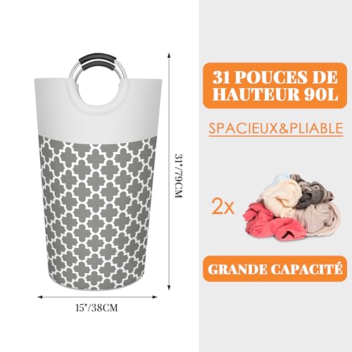 Caroeas 90L Light Laundry Basket (13 Colors), Waterproof Laundry Hamper, Laundry Bag with Padded Handles, Clothes Hamper, Collapsible Laundry Basket Easy Storage