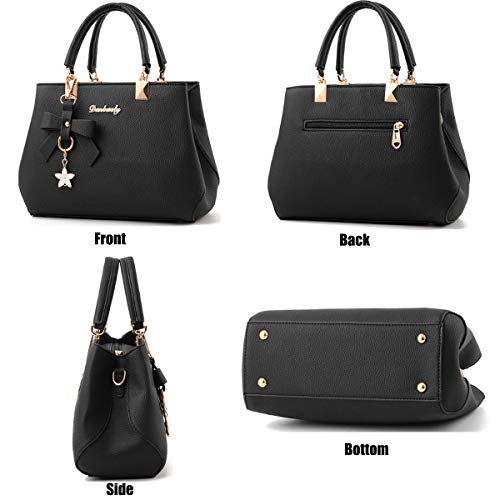 Women Bowknot Satchel Bags Handle Shoulder Handbags and Purses Pockets Zipper Leather Crossbody Bags3