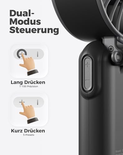 Diveblues - Handventilator Akku Aufladbar - 100 Stunfen Mini Ventilator Leistungsstarker Luftstrom mit Turbo-Technologie, 4 in 1 Tragbarer Ventilator 180° Faltbarer Bis zu 12 Stunden Kühlung 3