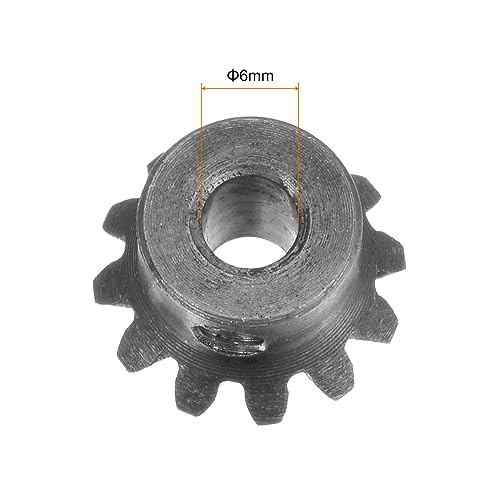 Image of HARFINGTON 2pcs Bevel Gear 1M 12 Teeth 6mm Shaft Hole 1:1 Tapered Bevel Pinion Gear 45# Steel 1.5 Module 90 Degree Steering Gear, for Hardware Mechanical Rotation