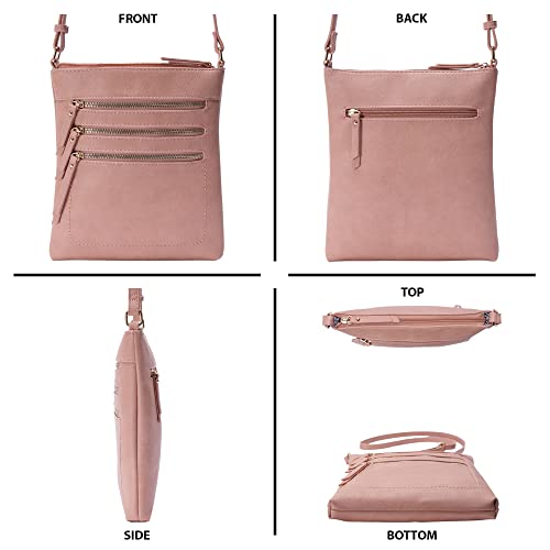 Image of Solene Crossbody Bag Functional Multi Pocket Messenger Purse Top Zip Closure Shoulder Handbag With Adjustable Strap