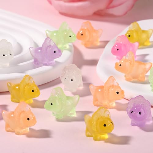 WEWAYSMILE 70pcs Luminous Mini Dinosaur Resin Animals, Glow in The Dark, for Patio Home Decor DIY Crafts (7 Styles) - Image 4