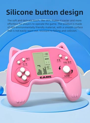 TAQY Mini Cube Game Console Cute Cat Style 2574 Brick Games Tank war/Racing Kid's Electronic Game Machine Handheld Block Game Device Retro portable Toys Children/friends/festive gifts (Pink) - Image 4