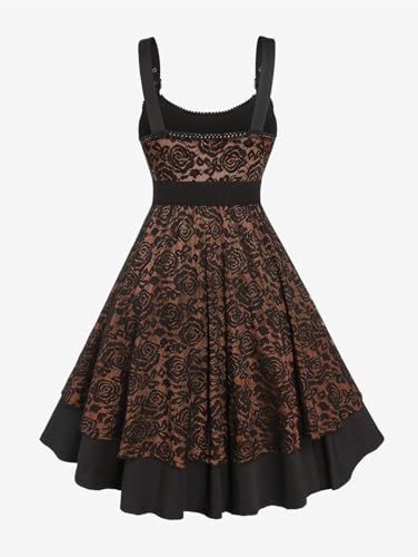 Image of Rosegal Women Plus Size Retro Lace Belt Party Cocktail Dress