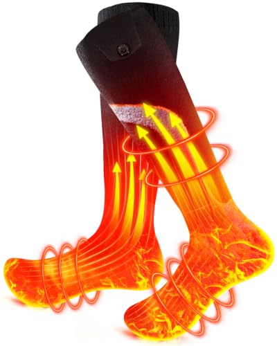 Heated Socks for Men and Women, Heated Socks with 4 Heat Settings, 360° Surround Heating, Washable Winter Feet Warmers for Hunting, Skiing, Camping, Hiking