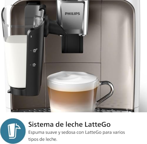 Miniatura 5 de Philips Serie 2300 Cafetera Espresso Superautomática - Sistema Exclusivo De Leche Lattego, 4 Tipos De Café Personalizables, Extracción Silenciosa Silentbrew, Display Táctil. Cromo Blanco Ep2333 40