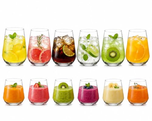 Image of bellemax 410ML & 360ML Water and Juice Glasses | Drinking Glasses for Water, Juice, Milk, Cold Drinks & Beverages | Premium Transparent Glass Tumblers for Home Set of 12