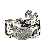 En cuir synthétique sélectionné, cette ceinture est à la fois tendance et résistante à l'usure, décorée avec une boucle en métal sculpté pour une fixation sûre et une longueur réglable pour différents tours de taille