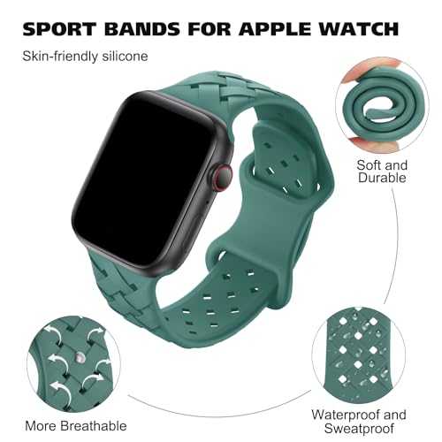 Image of Distore Silicone Braided Weave Bands Compatible with Apple Watch 38mm 40mm 41mm 42mm 44mm 46mm 45mm 49mm, Replacement Sport Breathable Strap for iWatch Series 10 /9 /8 /7 /6 /5 /4 /3 /2 /1 Ultra SE Women Men