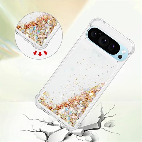 Coque Google Pixel 10 Pro XL抗震保护壳 液体流沙金图案 防摔TPU