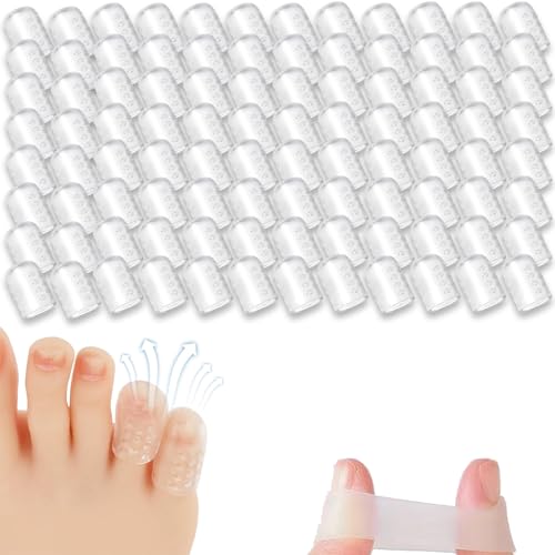 Image of Silicone Toe Protectors for Women Men, Breathable Gel Toe Covers (100PC) | Anti-Friction, Breathable Silicone, for Pinky Toe, Corns, Calluses, Blisters, Cushion Toes, Discreet, Washable Reusable