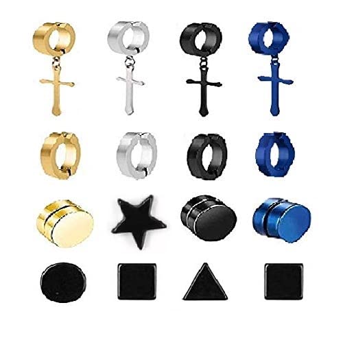 CResha Stainless Steel Non Piercing Studs Earrings For Boys and Girls