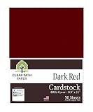Clear Path Paper Dark Red Cardstock - 8.5 x 11 inch - 80Lb Cover - 50 Sheets