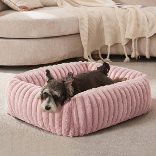Image of FURTIME Dog Bed for Small Dogs, Washable Orthopedic Dog Bed with Removable Cover, Rectangle Soft Calming Sleeping Puppy Bed Durable Pet Cuddler with Anti-Slip Bottom