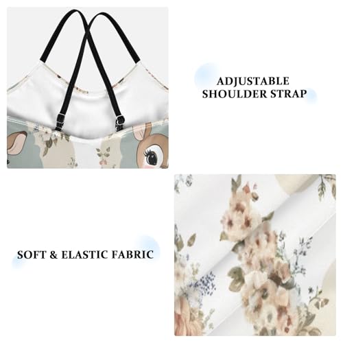 Cute Vintage Fawn Girls One-Piece Swimsuit Beach Bathing Suit3