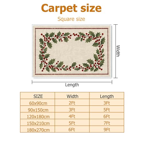 Tapis rectangulaire imprimé houx avec envers antidérapant sécurisé - 3