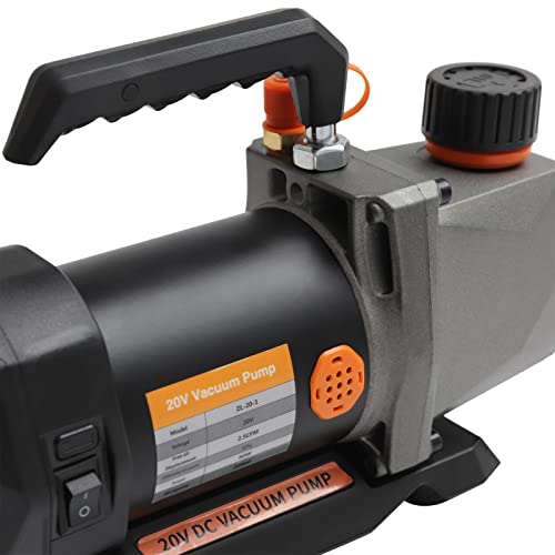 Bomba de vacío de una etapa, 2,5 CFM, 20 V, con batería de litio y inversor DC, unidad con amortiguación de vibraciones y filtro para niebla de aceite, para refrigeración y aire acondicionado miniatura 5