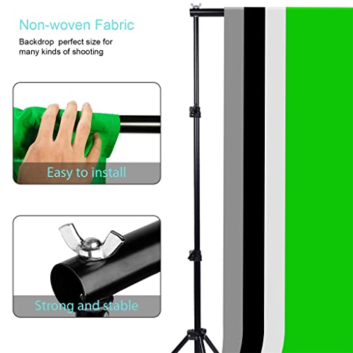 Image of Studio Umbrella Photo Lighting Backdrop Kit + 4 Backdrops + 2 Umbrellas + 2 * 135w Light Bulbs + Reflecor+ Backdrop Stand (Color : A Size : Kit)