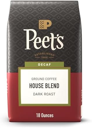 Peet's Coffee Ground Coffee Dark Roast, Decaf House Blend, 18 Ounces