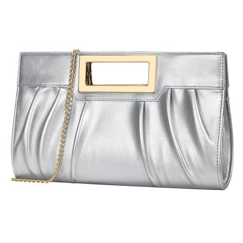 Image of KKXIU Women Clutch Purse Elegant Pleated Evening Bag for Wedding Prom Bridal with Chain Strap