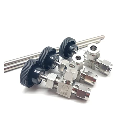 Válvula de aguja de acero inoxidable de 6.35mm tipo ángulo recto con doble virola para gas 5