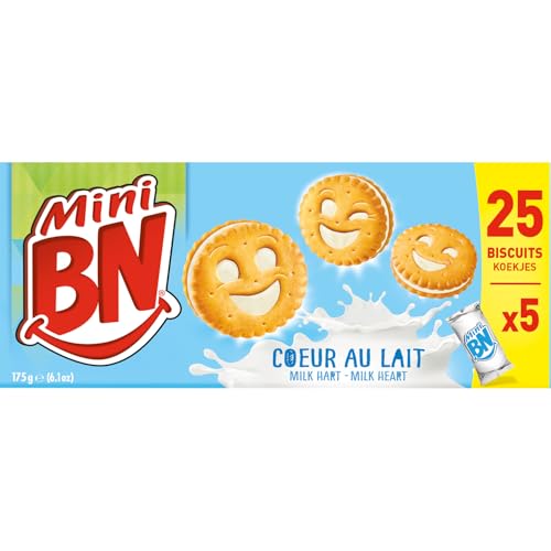 BN Mini biscuits cœur de lait croustillants parfum lacté - Goûter équilibré enfants lot de 4