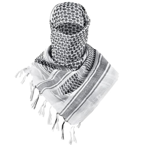 Image of Cotton Shemagh Keffiyeh Scarf - Lightweight Tactical Desert Head Neck Wrap, Sun Protection Outdoor Scarf for Summer Hiking
