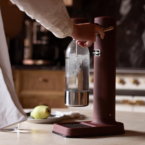 Image of Aarke Carbonator 3 - Premium Sparkling Water Maker, Burgundy | Stainless Steel, Cordless Soda Maker for Home, Carbonated Water Machine, BPA-free PET Bottle Included