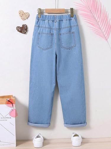 Floerns Girl's Heart Print Denim Pants Cropped Jeans Kids Baggy Straight Leg Jean2