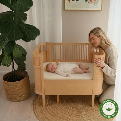 Image of Crib Sheets - Organic Cotton Muslin Fitted Crib Sheet - Standard Size for Baby Boys 28 inch x 52 inch Ultra-Soft and Breathable. 2-Pack (Fog /Tradewinds)