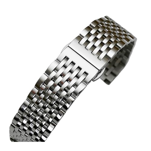 Bracelet de montre de remplacement en acier inoxydable 16mm argenté avec maillons solides