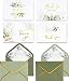 Winoo Design 100 PK Luxurious Gold Thank You Cards with Envelopes Bulk Sage Green - 5x3.5 Inches Wedding Thank You Notes Baby Shower Greenery Bridal Shower Small Business