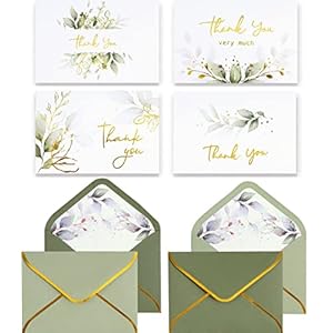 Winoodesign100pkluxuriousgoldthankyoucardswithenvelopesbulksagegreen5x35inchesweddingthankyounotesbabyshowergreenerybridalshowersmallbusiness Urban Country Home Decor Winoo design 100 pk luxurious gold thank you cards with envelopes bulk sage green 5Γ35 inches wedding thank you notes baby shower greenery bridal shower small business urban country home decor