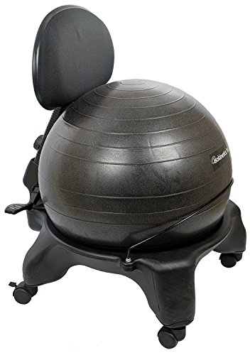 Isokinetics Inc. Adjustable Back Exercise Ball Office Chair - Standard or (Exclusive) Tall Boy Frame Height - with 52cm Ball - Office Size 60mm/2.5