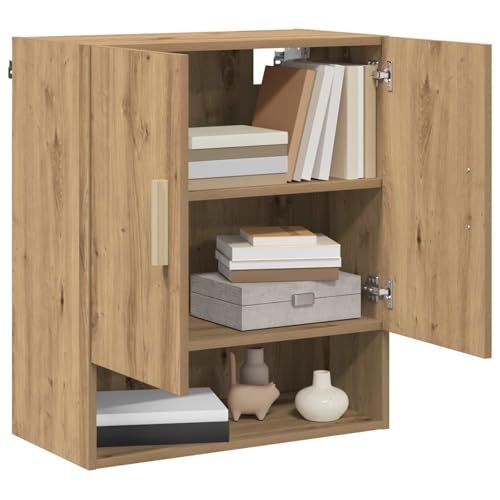 Armario de pared de madera con estante y espacio de almacenamiento de 2 puertas 4